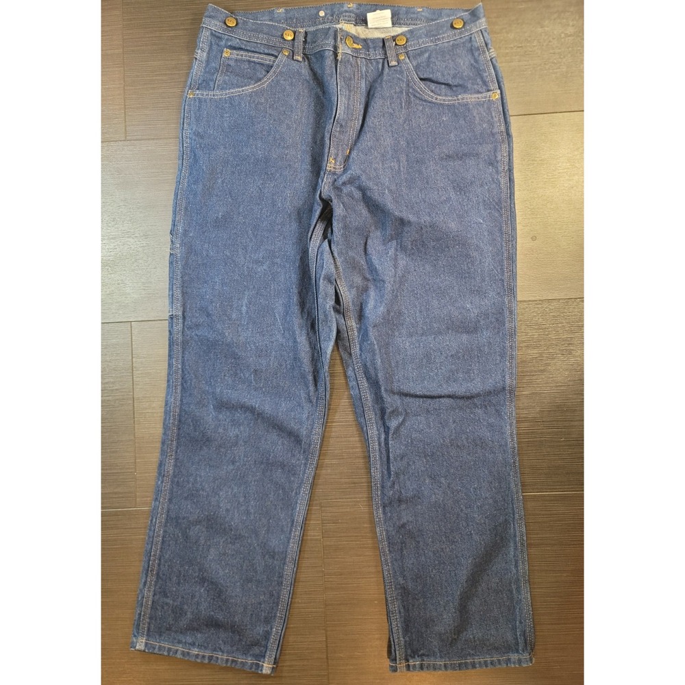 key carpenter mens jeans button for suspender excellent condition 38x30 blue